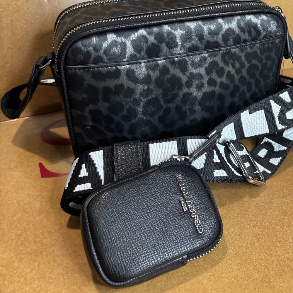 Karl Lagerfeld Black and White Graphic Belt Bag - Picture 5 of 11
